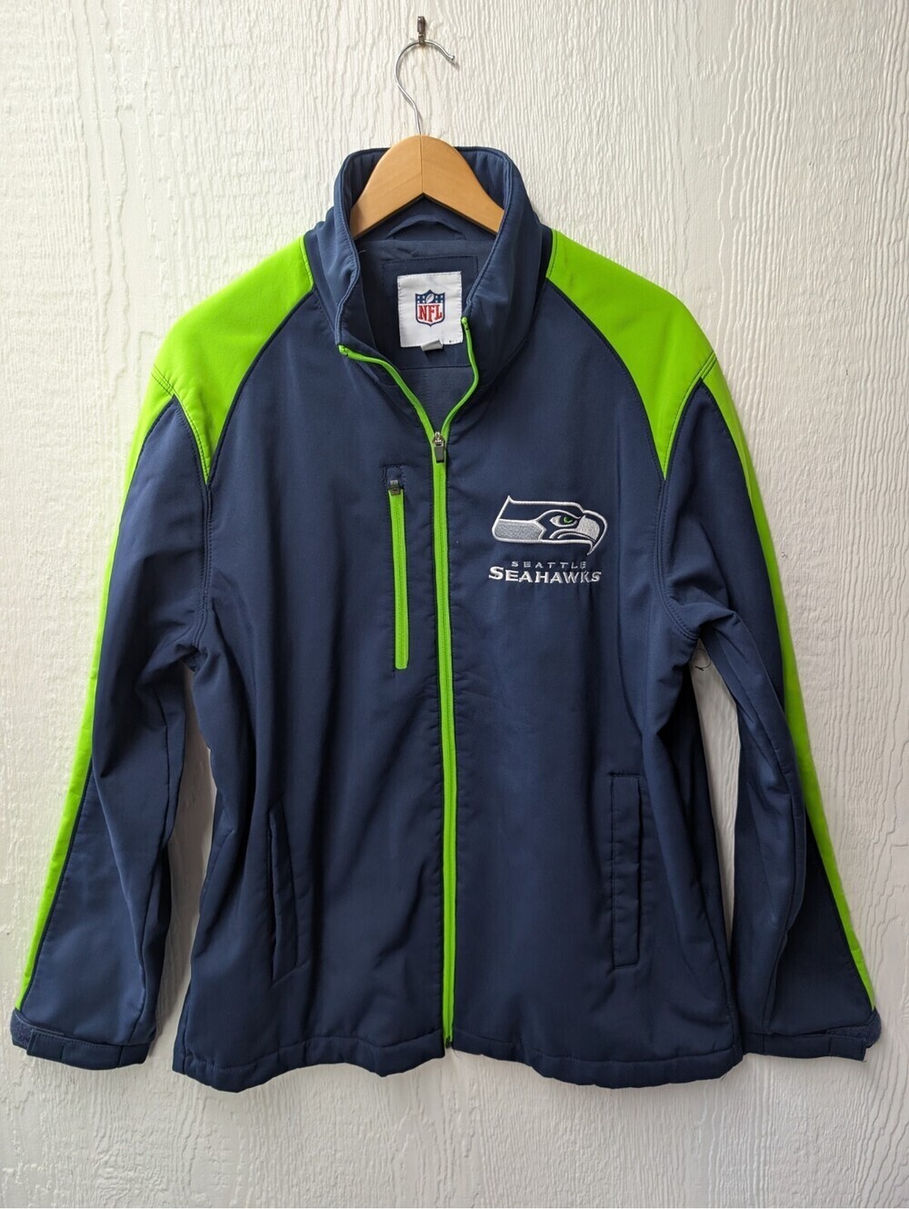 NFL Team Apparel Seattle Seahawks NFL Full Zip Jacket Navy Green Football Large